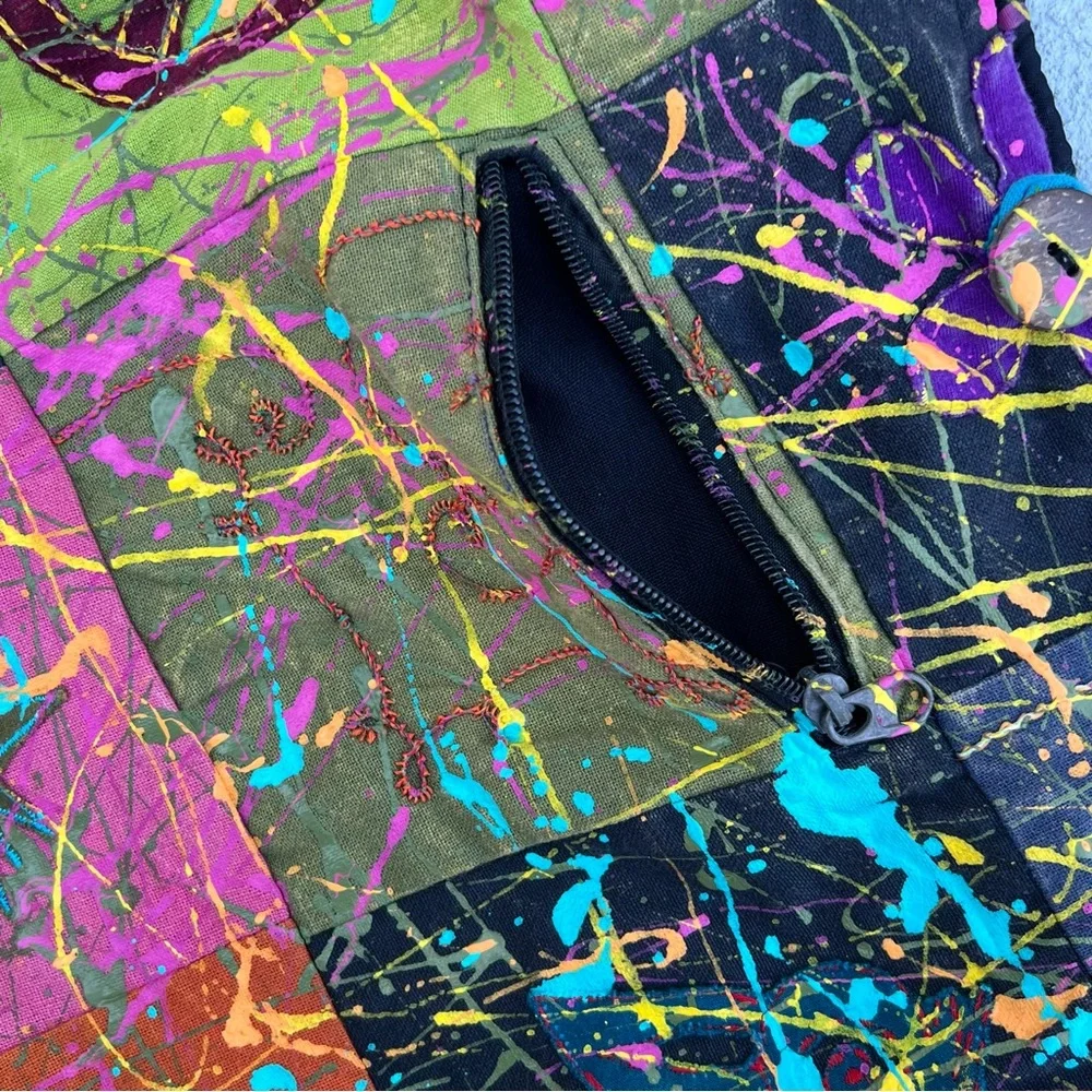 Artist made - boho hippy paint splatter shoulder bag - Picture 12 of 12